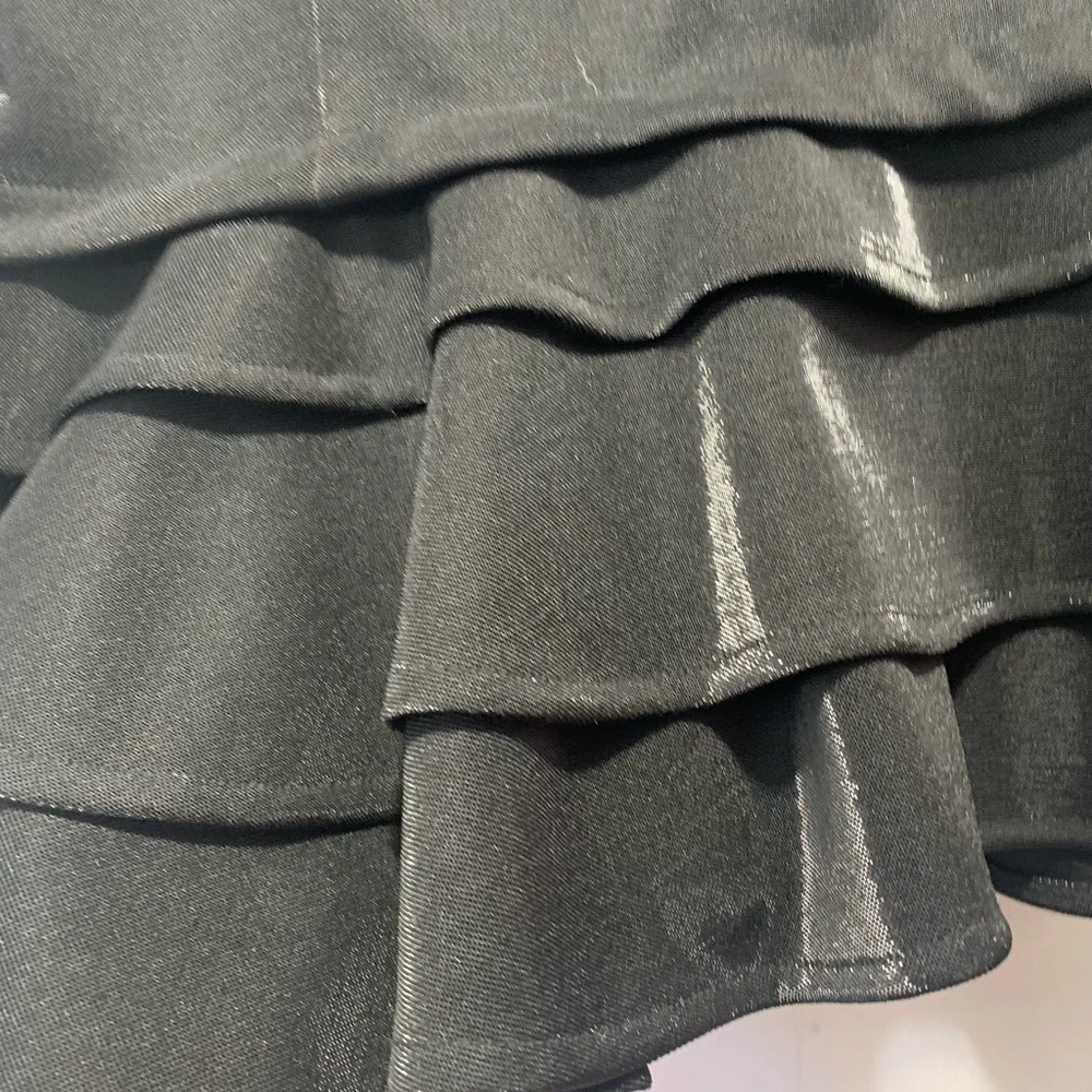 Gracia Shiny Black Ruffle Peplum Jacket - Picture 5 of 6